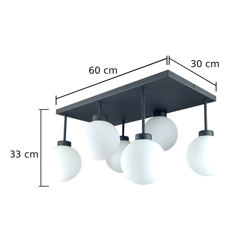 Pinnale kinnitatav lühter DEA 6xE14/60W/230V must/valge
