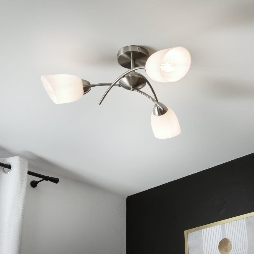 Pinnale kinnitatav lühter DONNA 3xE27/60W/230V nikkel