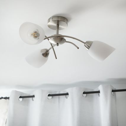 Pinnale kinnitatav lühter DONNA 3xE27/60W/230V nikkel