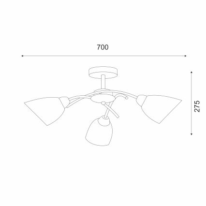 Pinnale kinnitatav lühter DONNA 3xE27/60W/230V paatina