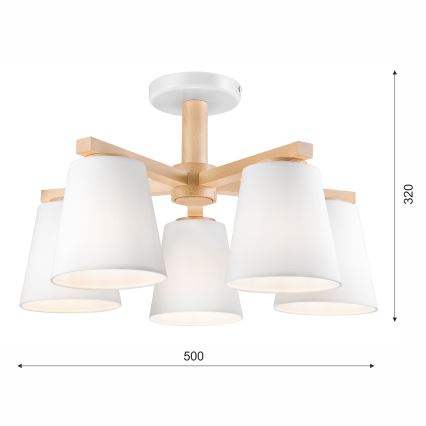 Pinnale kinnitatav lühter ELLIE 5xE27/60W/230V valge/pöök