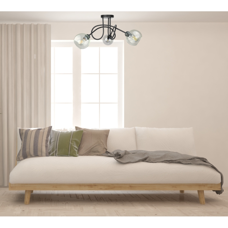 Pinnale kinnitatav lühter EVIE 3xE27/60W/230V must/läbipaistev