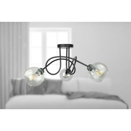 Pinnale kinnitatav lühter EVIE 3xE27/60W/230V must/läbipaistev