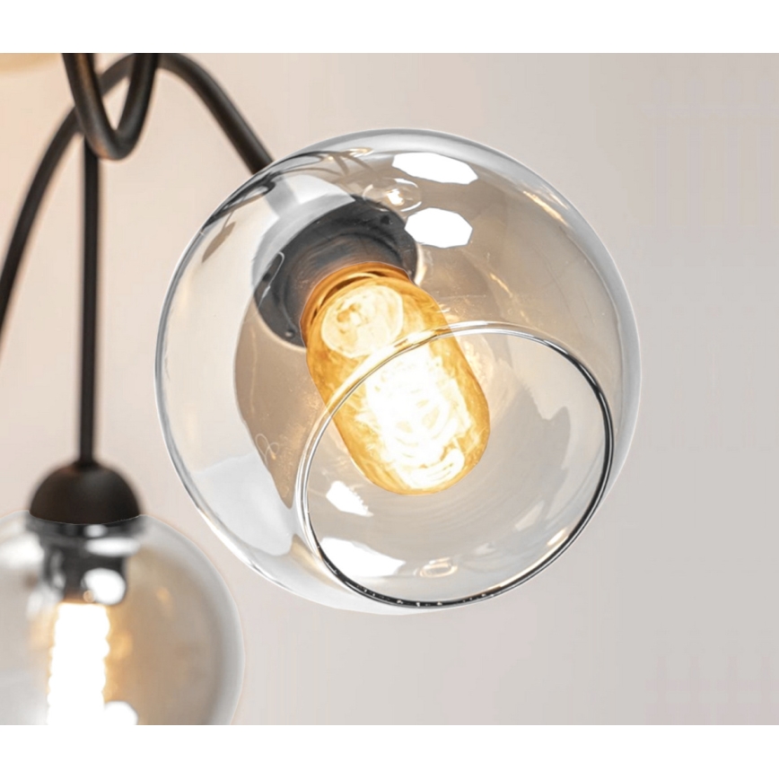 Pinnale kinnitatav lühter EVIE 3xE27/60W/230V must/läbipaistev