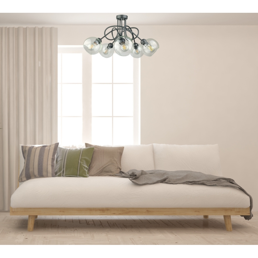 Pinnale kinnitatav lühter EVIE 5xE27/60W/230V antratsiit/läbipaistev