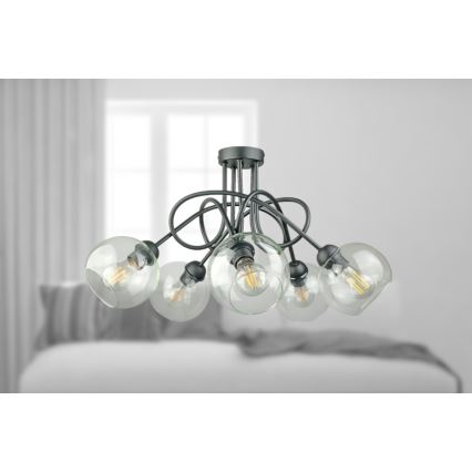 Pinnale kinnitatav lühter EVIE 5xE27/60W/230V antratsiit/läbipaistev