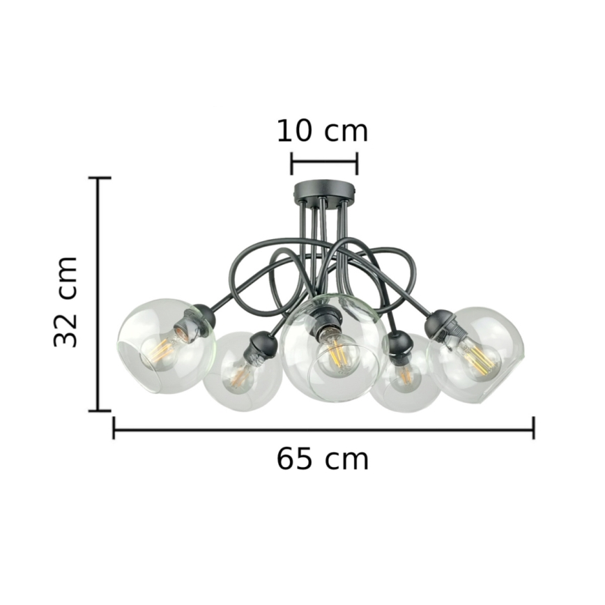 Pinnale kinnitatav lühter EVIE 5xE27/60W/230V antratsiit/läbipaistev