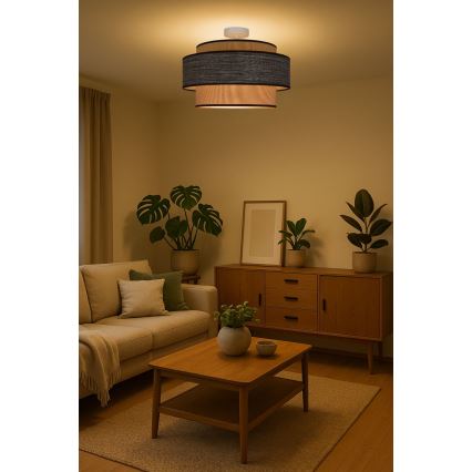 Pinnale kinnitatav lühter GRACE 1xE27/60W/230V d. 40 cm kreemikas/pruun