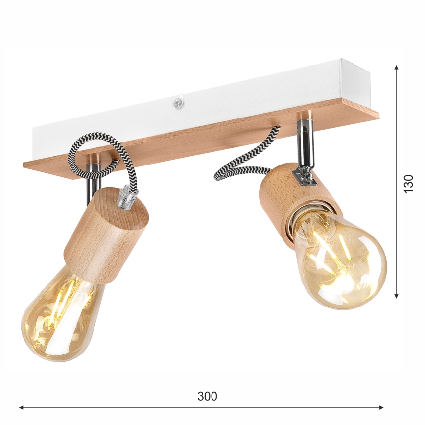 Pinnale kinnitatav lühter GUSTAVO 2xE27/60W/230V pöök