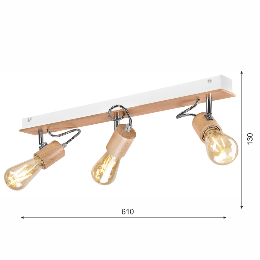 Pinnale kinnitatav lühter GUSTAVO 3xE27/60W/230V pöök