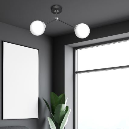 Pinnale kinnitatav lühter JOY 2xE14/40W/230V must/läikiv kroom