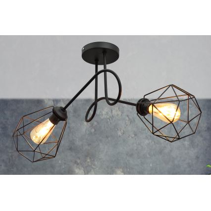 Pinnale kinnitatav lühter KARO 2xE27/15W/230V must