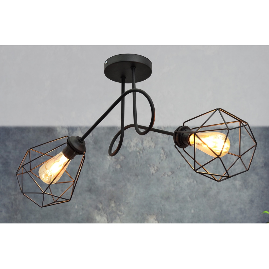 Pinnale kinnitatav lühter KARO 2xE27/15W/230V must