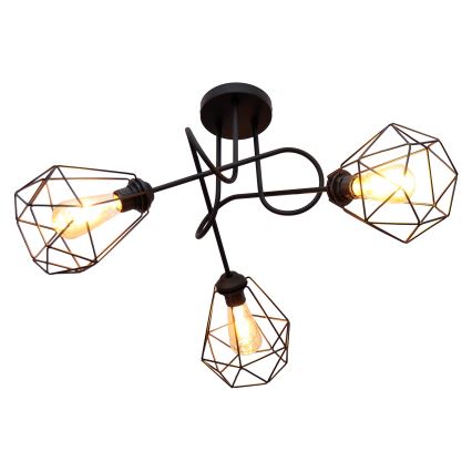 Pinnale kinnitatav lühter KARO 3xE27/15W/230V must