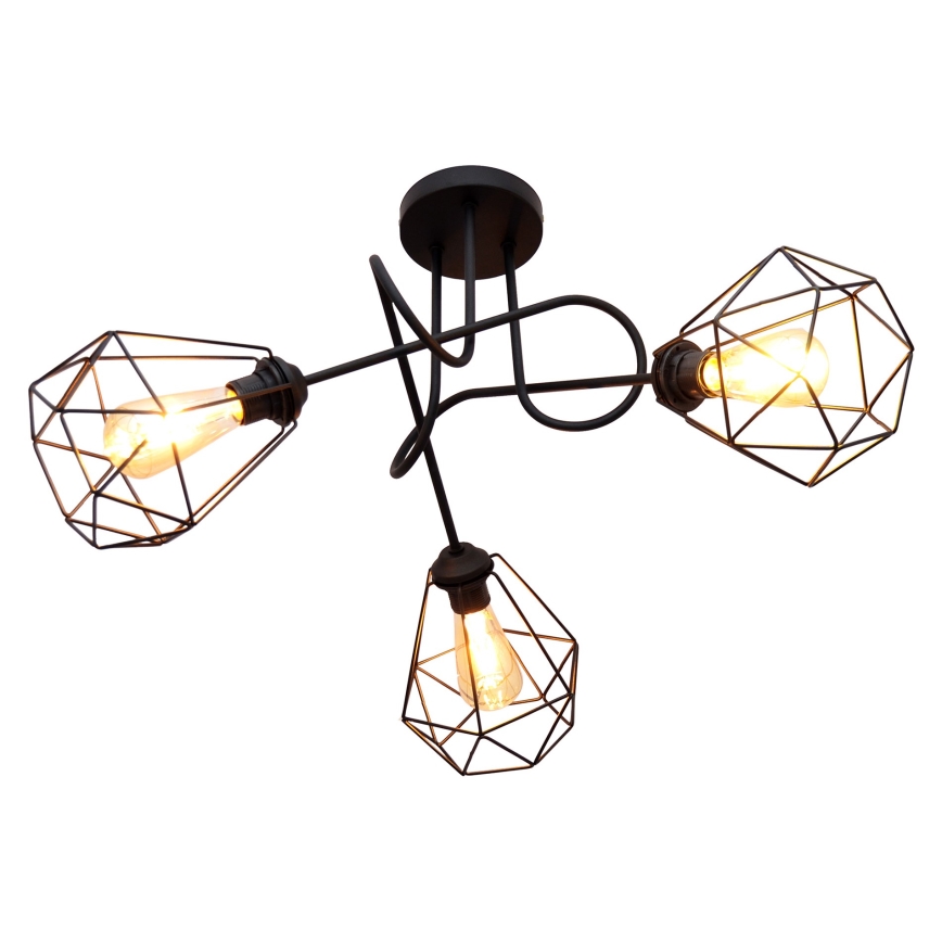Pinnale kinnitatav lühter KARO 3xE27/15W/230V must