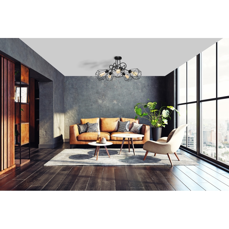 Pinnale kinnitatav lühter KARO 5xE27/15W/230V must