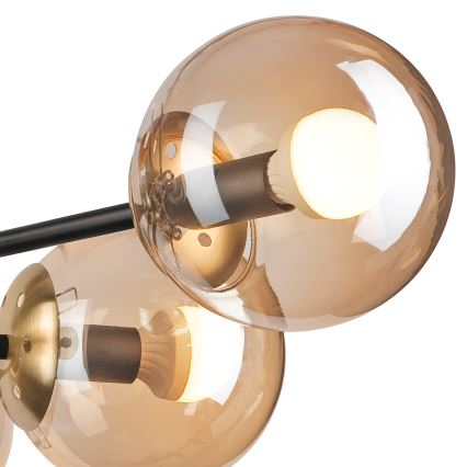 Pinnale kinnitatav lühter MALENA 6xE14/5W/230V kuldne/must/suitsune beež