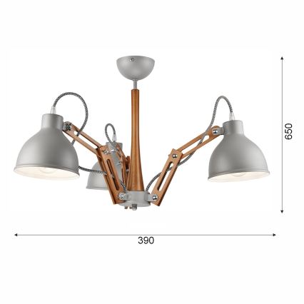 Pinnale kinnitatav lühter MARCELLO 3xE27/60W/230V pöök - FSC sertifitseeritud