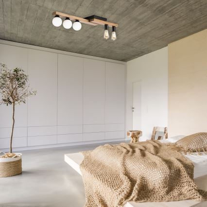 Pinnale kinnitatav lühter MATTE 2xE27/15W/230V + 3xG9/5W/230V must/tamm