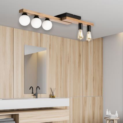 Pinnale kinnitatav lühter MATTE 2xE27/15W/230V + 3xG9/5W/230V must/tamm
