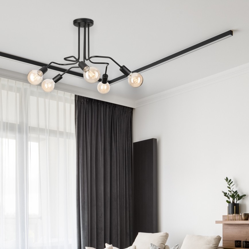 Pinnale kinnitatav lühter MATYLDA 5xE27/60W/230V must