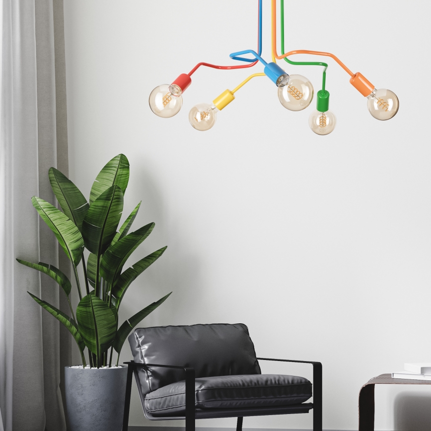 Pinnale kinnitatav lühter MATYLDA 5xE27/60W/230V värviline