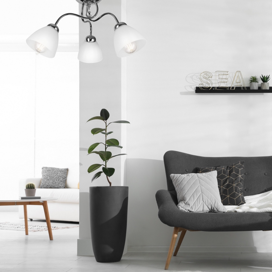 Pinnale kinnitatav lühter MIRANDA 3xE27/60W/230V läikiv kroom