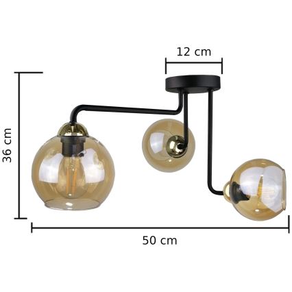 Pinnale kinnitatav lühter MONDE GOLD 3xE27/60W/230V