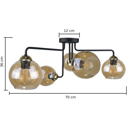 Pinnale kinnitatav lühter MONDE GOLD 5xE27/60W/230V