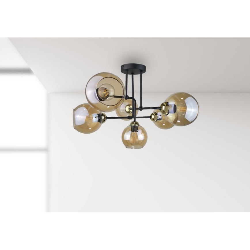 Pinnale kinnitatav lühter MONDE GOLD 6xE27/60W/230V