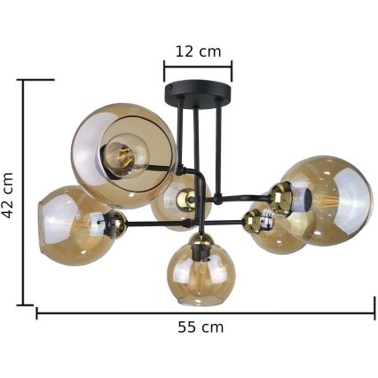 Pinnale kinnitatav lühter MONDE GOLD 6xE27/60W/230V