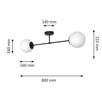 Pinnale kinnitatav lühter MOON 2xE27/15W/230V must