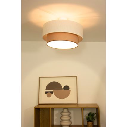 Pinnale kinnitatav lühter NATIA 1xE27/60W/230V, valge/pruun