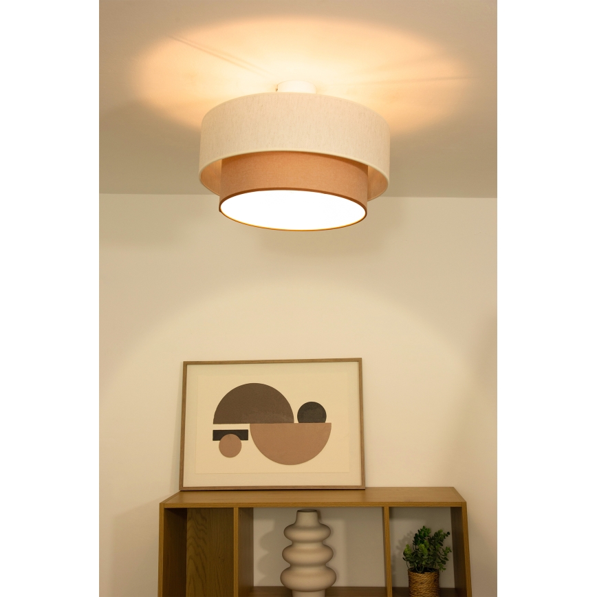 Pinnale kinnitatav lühter NATIA 1xE27/60W/230V, valge/pruun