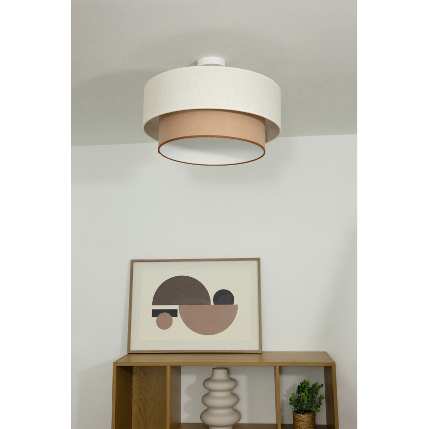 Pinnale kinnitatav lühter NATIA 1xE27/60W/230V, valge/pruun