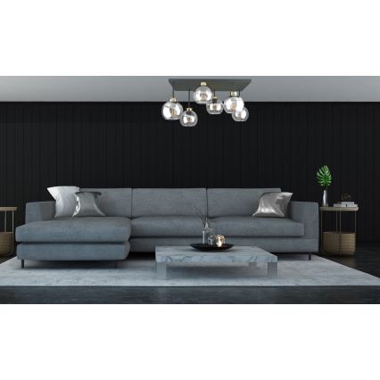 Pinnale kinnitatav lühter NESSA 6xE27/60W/230V must/kuldne/läbipaistev