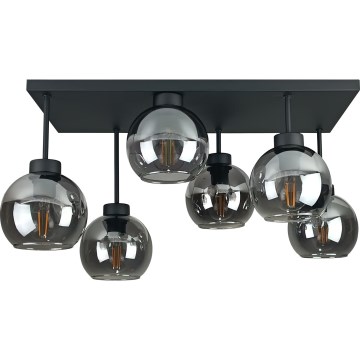 Pinnale kinnitatav lühter NESSA 6xE27/60W/230V must/suitsune must