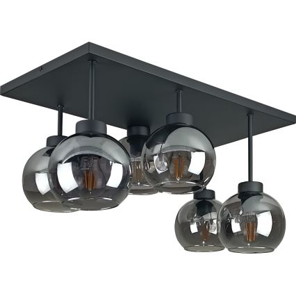 Pinnale kinnitatav lühter NESSA 6xE27/60W/230V must/suitsune must