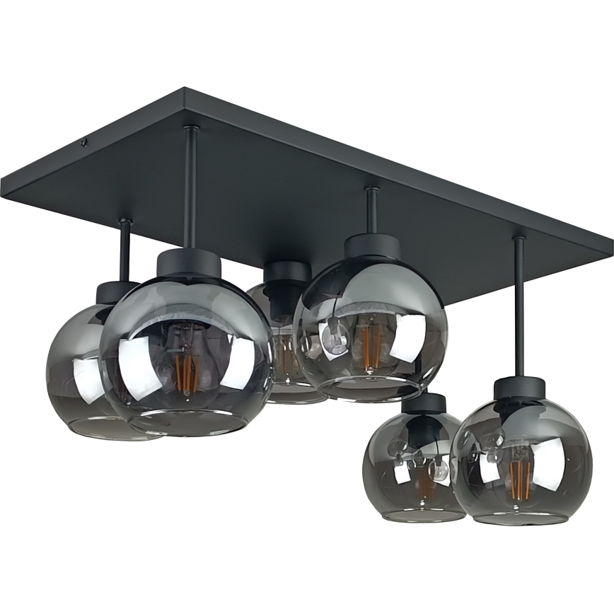 Pinnale kinnitatav lühter NESSA 6xE27/60W/230V must/suitsune must