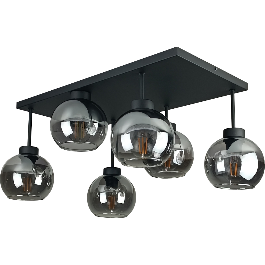 Pinnale kinnitatav lühter NESSA 6xE27/60W/230V must/suitsune must
