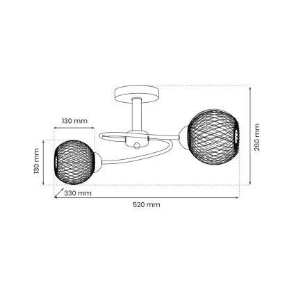 Pinnale kinnitatav lühter OAKLAND 2xE27/60W/230V
