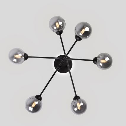 Pinnale kinnitatav lühter OBSIDIAN 6xG9/10W/230V must/suitsuhall