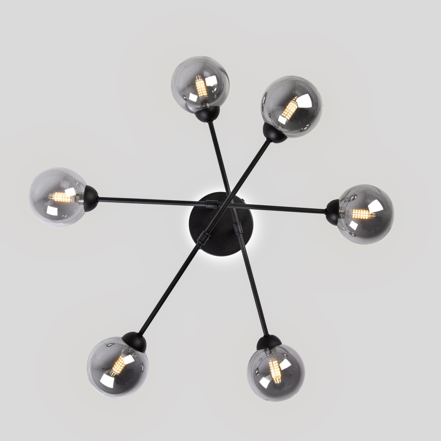 Pinnale kinnitatav lühter OBSIDIAN 6xG9/10W/230V must/suitsuhall