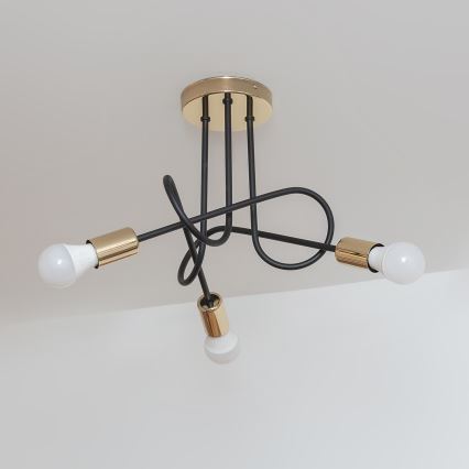 Pinnale kinnitatav lühter OXFORD 3xE27/15W/230V kuldne/must