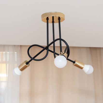 Pinnale kinnitatav lühter OXFORD 3xE27/15W/230V kuldne/must