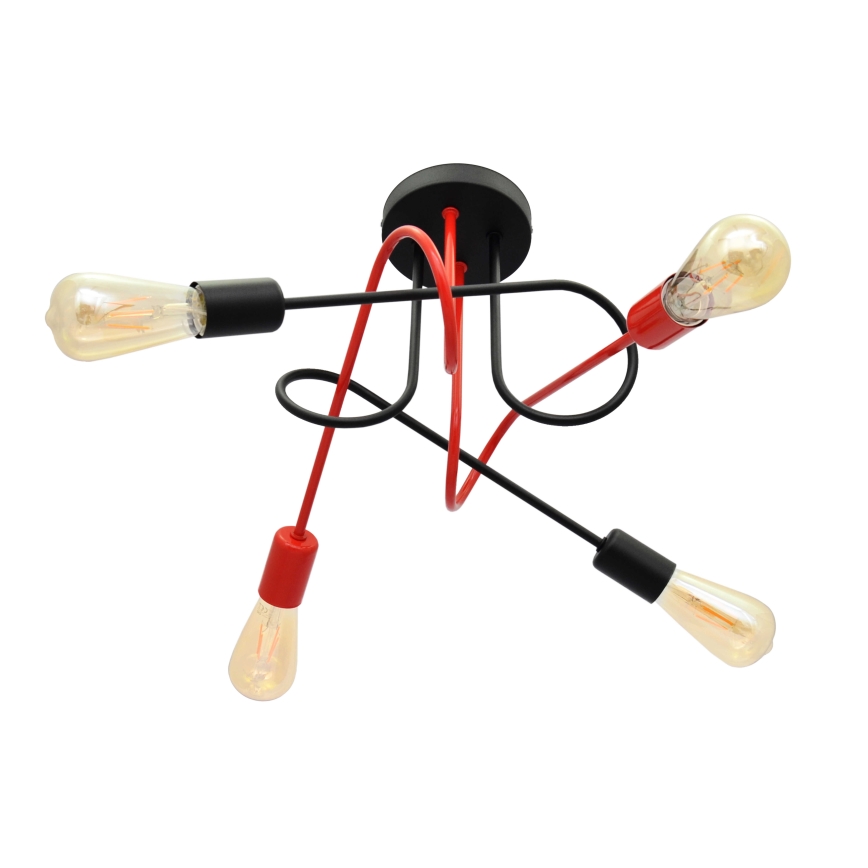 Pinnale kinnitatav lühter OXFORD 4xE27/15W/230V must/punane