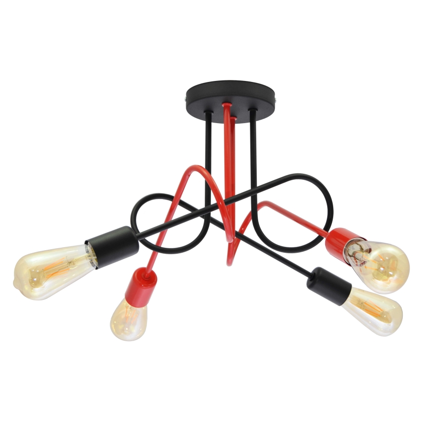 Pinnale kinnitatav lühter OXFORD 4xE27/15W/230V must/punane