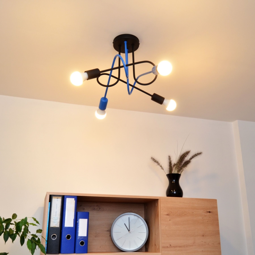 Pinnale kinnitatav lühter OXFORD 4xE27/15W/230V must/sinine
