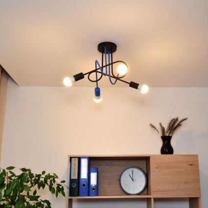 Pinnale kinnitatav lühter OXFORD 4xE27/15W/230V must/sinine