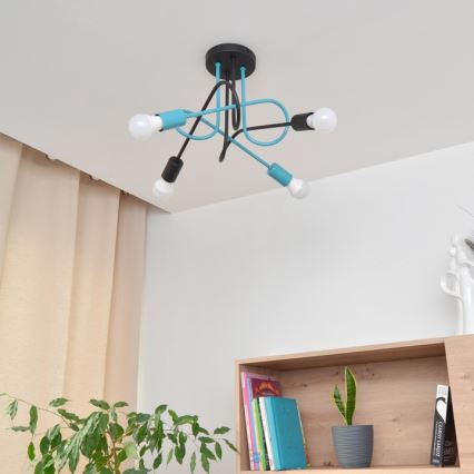 Pinnale kinnitatav lühter OXFORD 4xE27/15W/230V must/türkiis